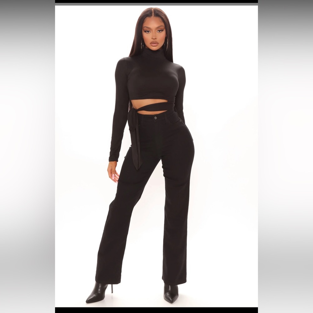 High rise straight leg black jeans